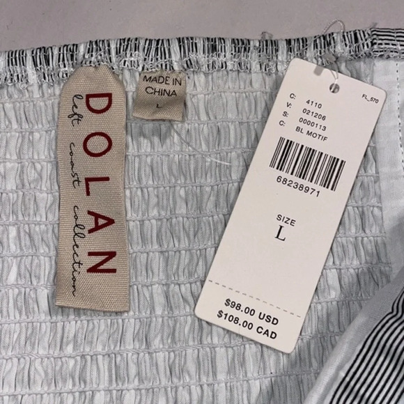 Anthropologie Dolan Striped Strapless Smocked Tube Top Women’s Large‎ NWT Twee - Picture 7 of 10